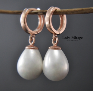 925 Silber - Perlen Ohrringe Hängend - Tropfen - Zeitlos - Klassisch - Personalisiert - Gold-Silber-Roségold - Handmade - Geschenk für Sie